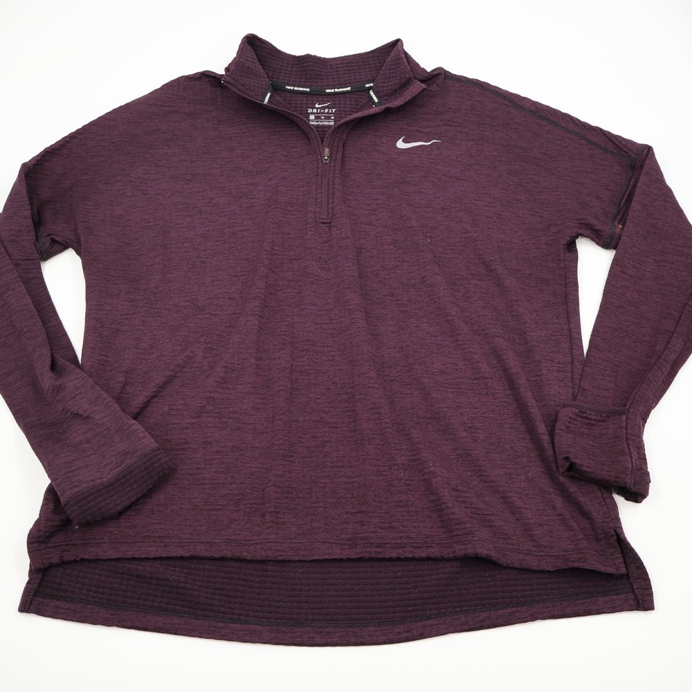 Nike Running‎ Dri-FIT 1/4 Zip Pullover Womens XL Burgundy Waffle Knit AO2615-670